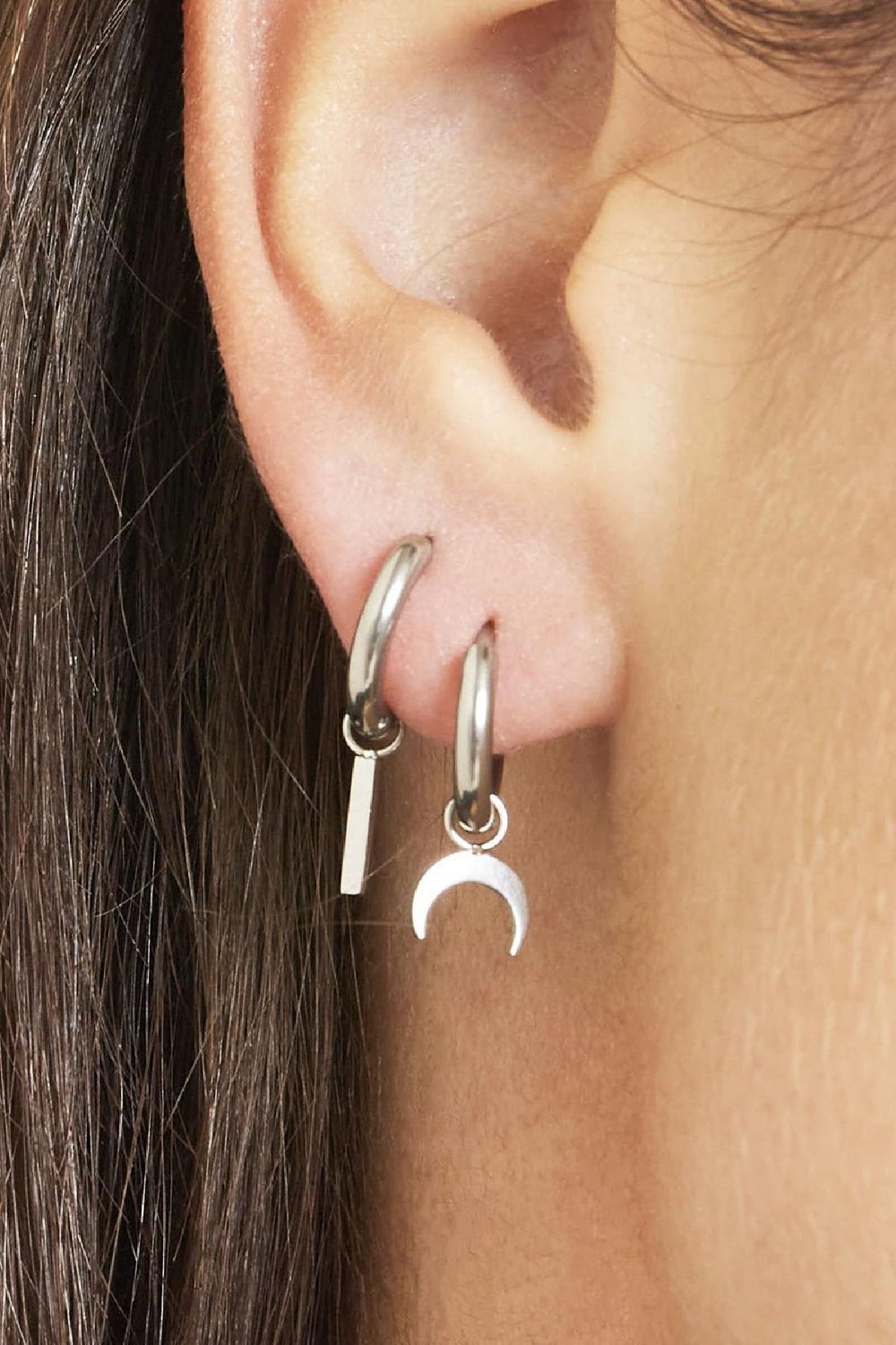 Boucles d'oreilles Hanging Bar Argenté Acier inoxydable h5Image2